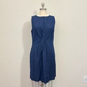 LOFT Sheath Dress Navy Blue Sleeveless Twist Front Career Office NWT